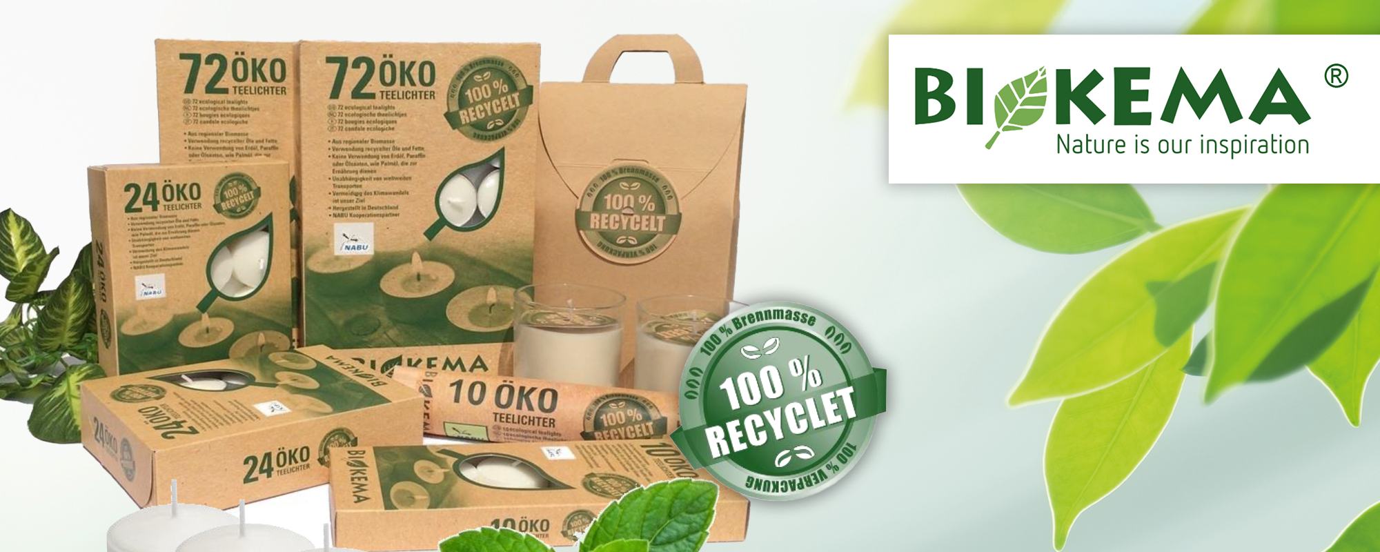 Kerzen und Feueranzünder aus 100 % recycelter Biomasse 